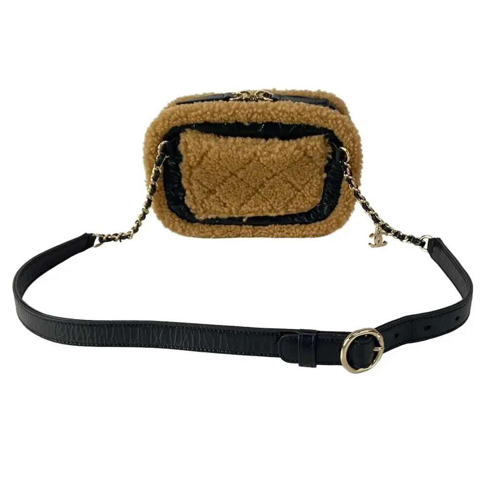 Chanel CC Fan Bum Bag Black Light Brown